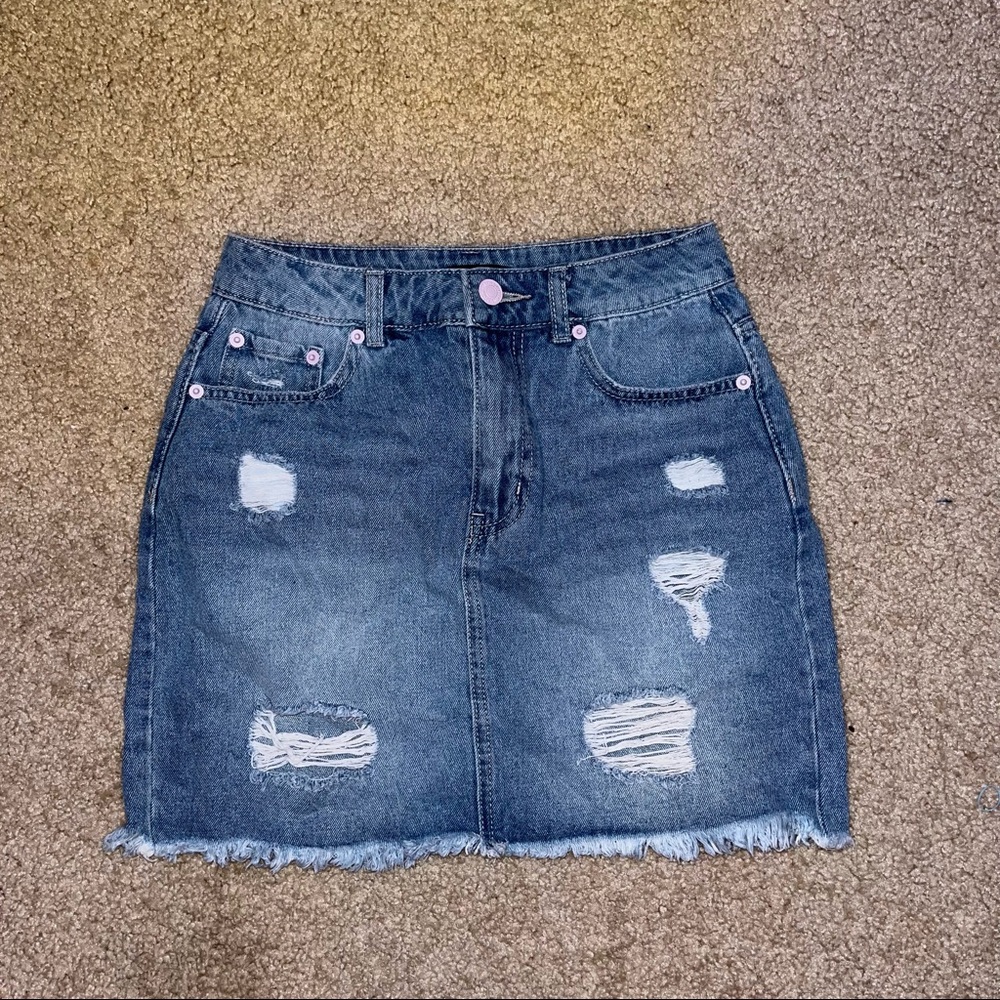 ripped jean skirt